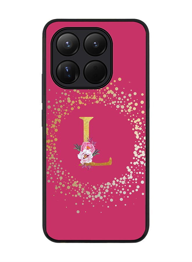 For Xiaomi 15T Case,Slim fit Camera Protection, Shockproof Thin Phone cover  - Custom Monogram Floral - L ( Deep Pink )